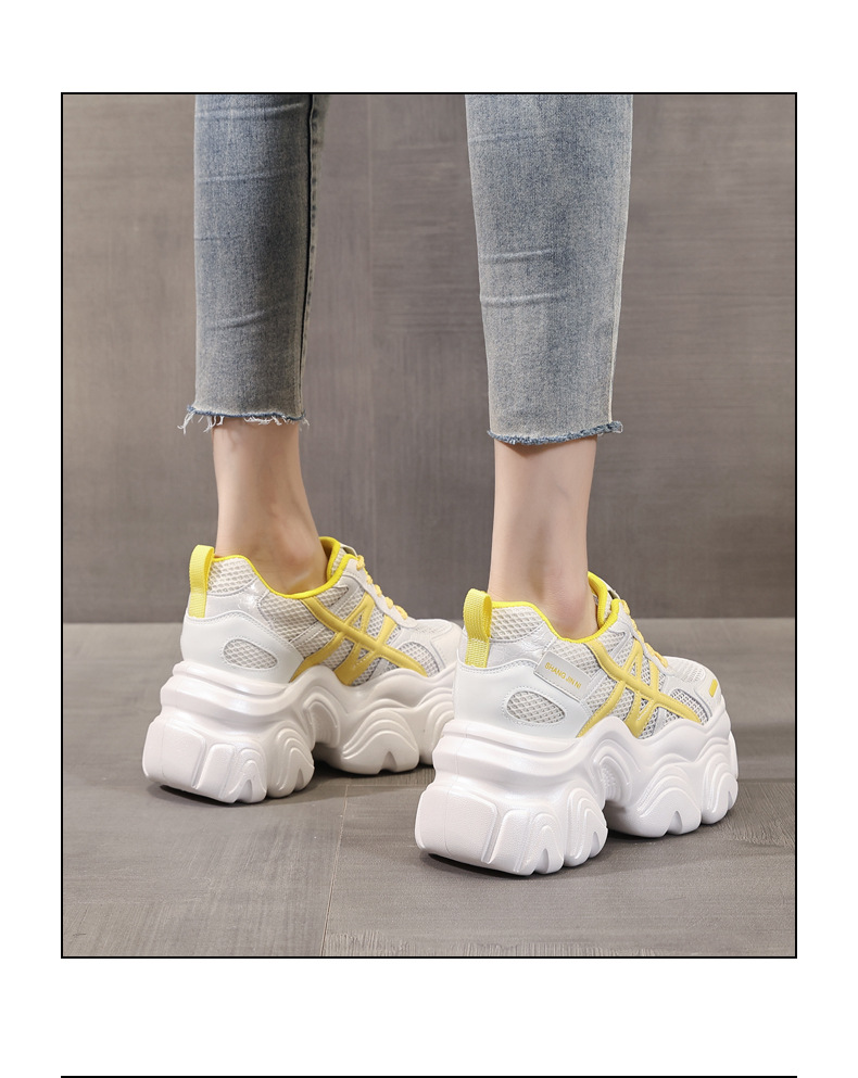 Giày sneaker nữ đế dày lưới thoáng khí phong cách bánh xốp — Màu be chi tiết 16