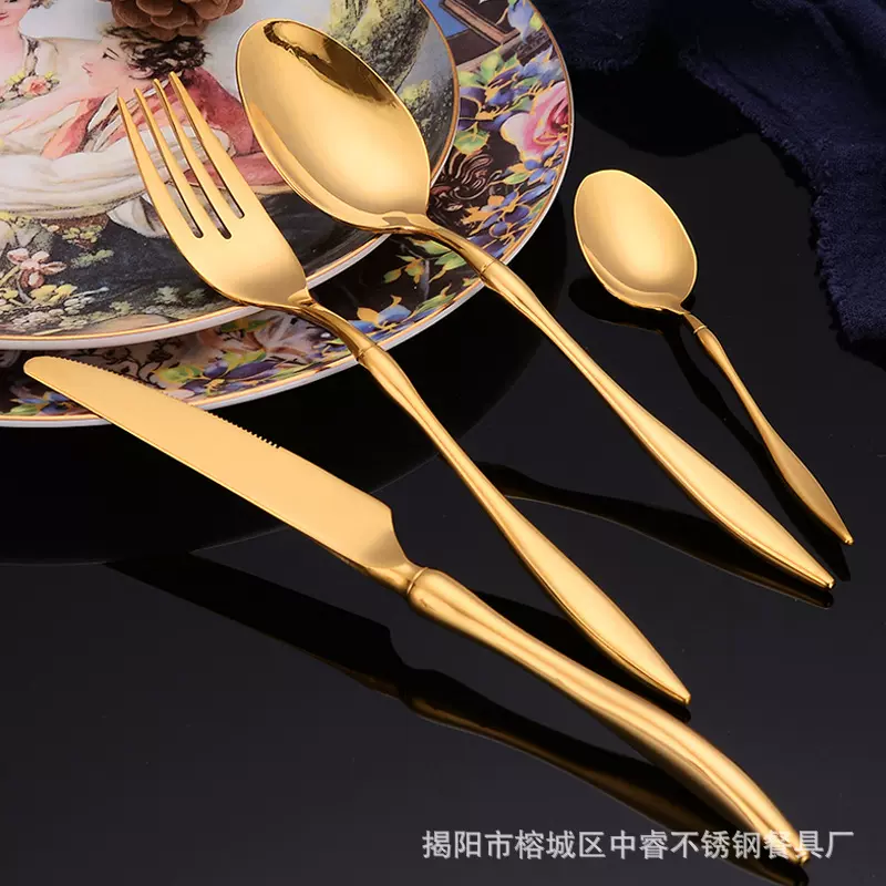 304不锈钢飞扬西餐具套装刀叉勺茶勺四组件西餐餐具家用北欧风
