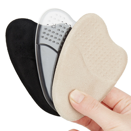 New type of toe forefoot pad, thickened and shrunken high heels, non-slip shock-absorbing massage silicone forefoot PU half-cushion insole