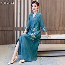 汉服女中国风春装新款法式设计感禅意复古茶服洋气改良连衣裙
