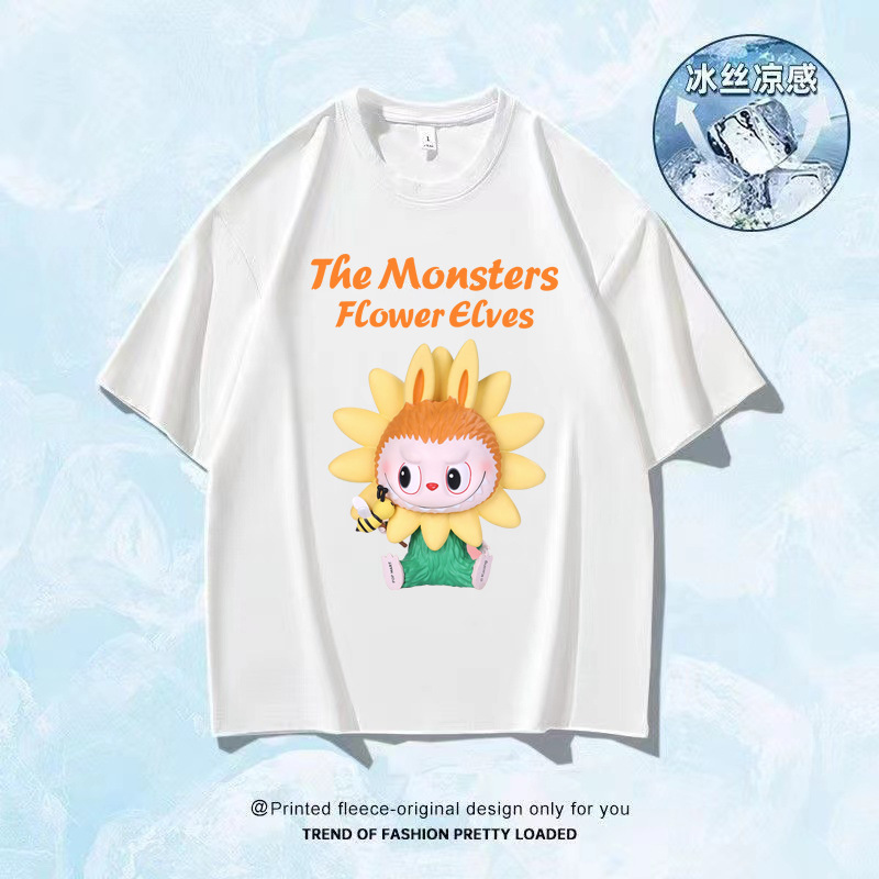 2026 helado seda camiseta impresa de manga corta logotipo grande ropa de trabajo DIY ropa de trabajo impresa de cuello redondo camiseta