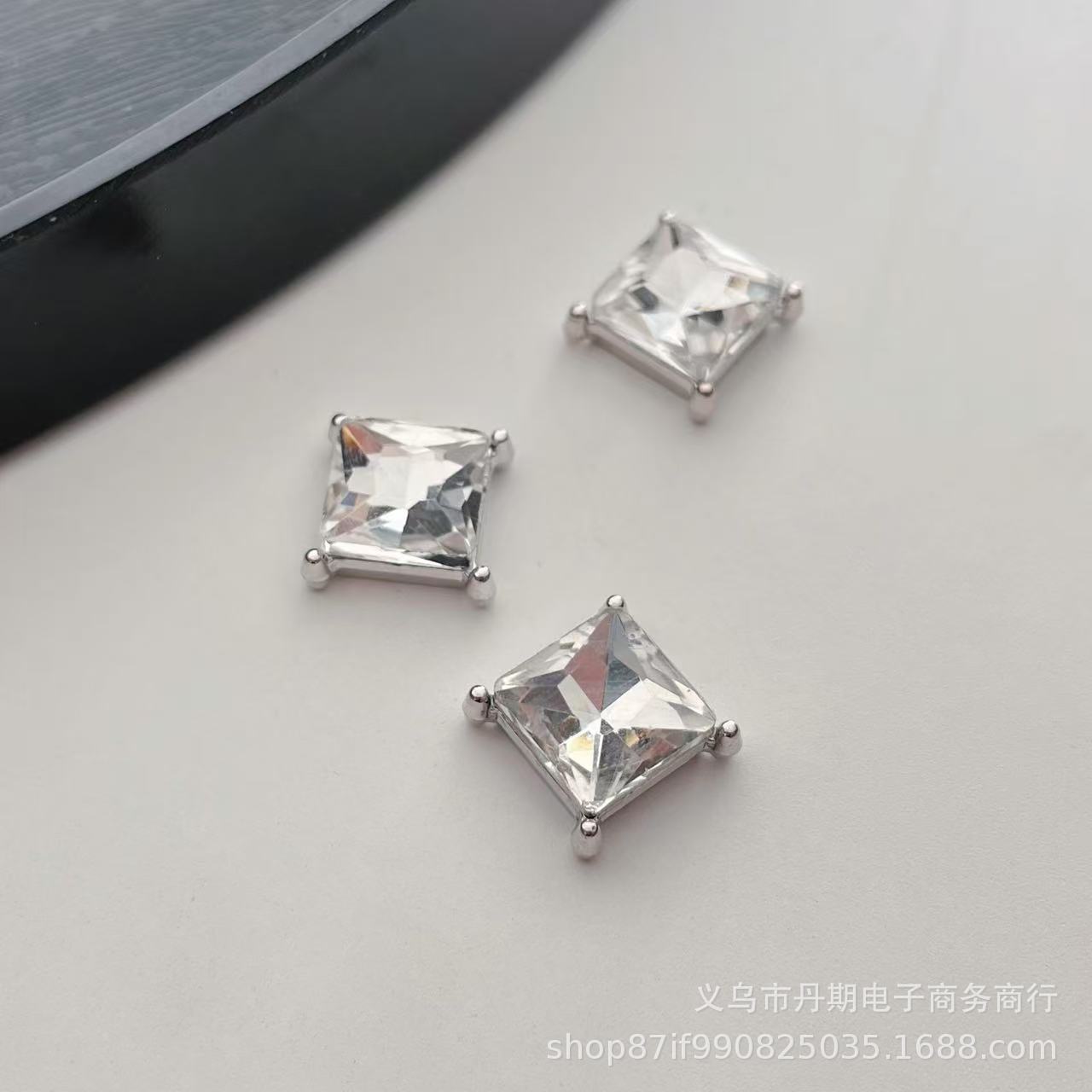 简约方形钻饰品配件经典几何线条时尚配饰合金贴片 Diy洞洞鞋鞋花