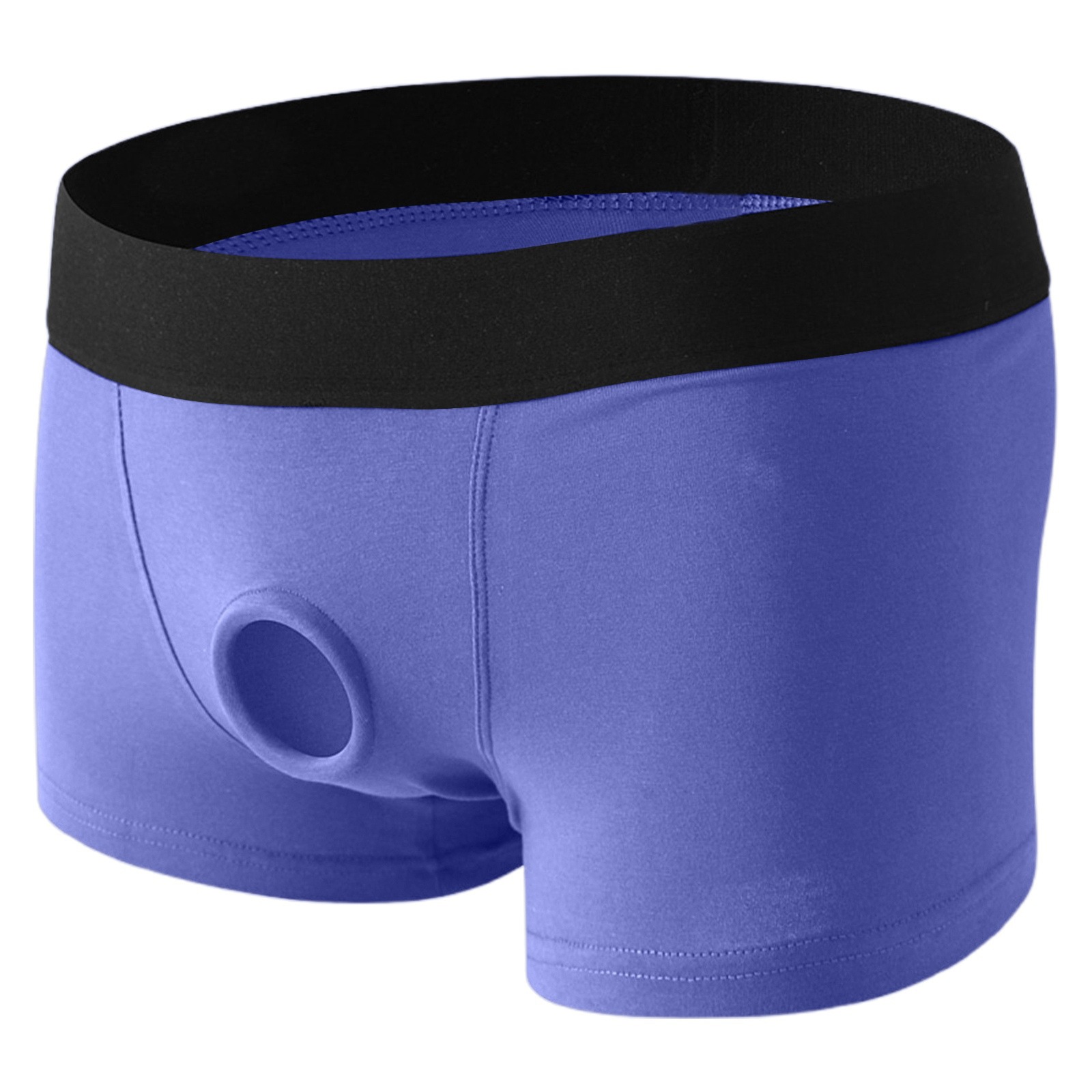 Cross-Border Men's Silicone Ring Cotton Boxer Briefs Delayed Semen Locking Men's and Women's Hole Sex Toys Wearable Penis