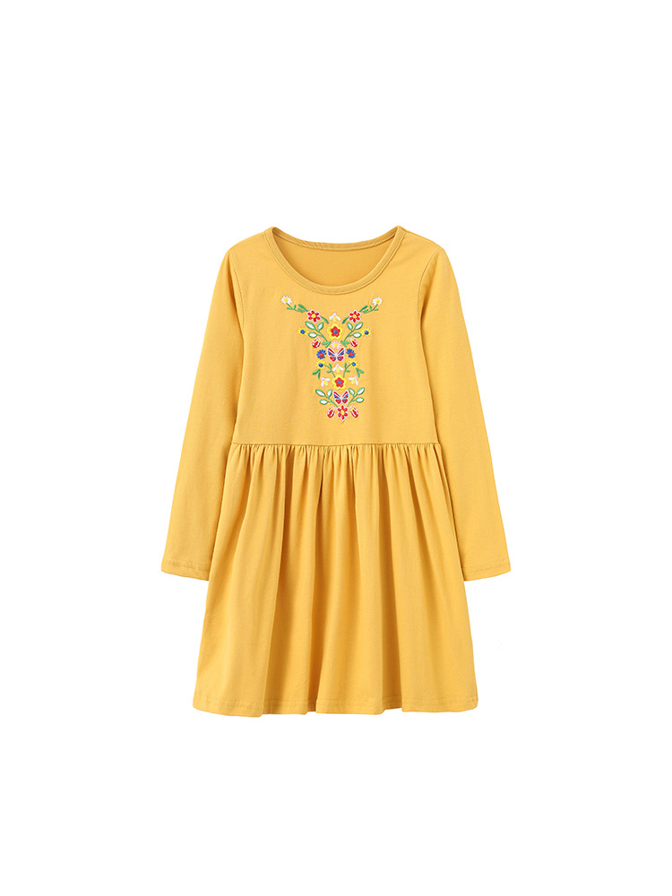 Vestido de otoño de niñas ropa infantil europea y americana estilo extranjero cuello redondo mangas largas vestido de princesa casual vestido de niños lindos vestido