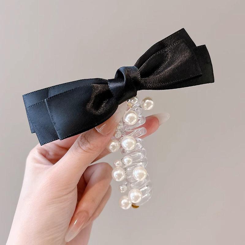 2025 nueva plata brillante cinza plateada cinta de tejido arco perlas línea telefónica anillo de cabello de mujer burbuja trenza cabello de cabello