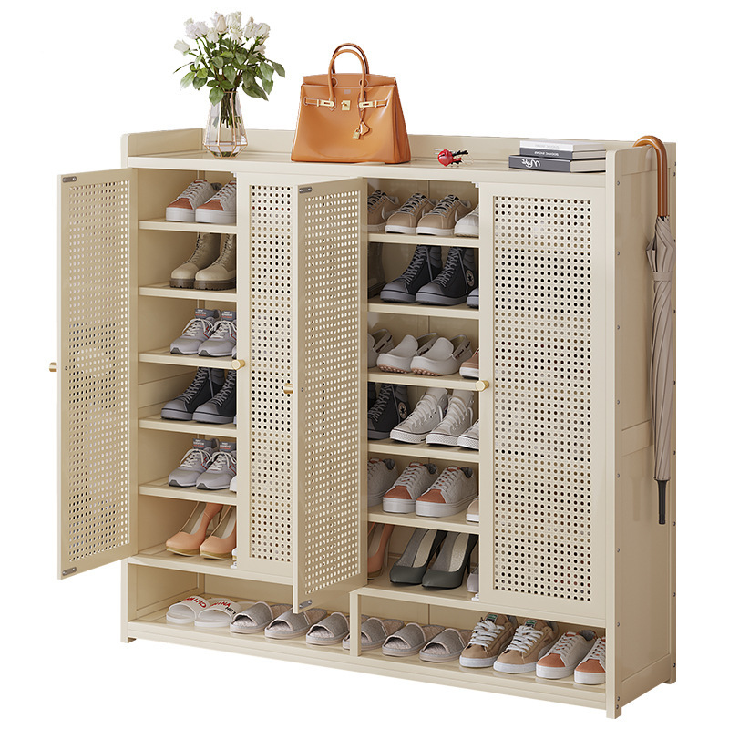 gabinete de zapatos de puerta de alto tipo de gabinete de entrada vertical integrado en el pasillo exterior del estante de zapatos domésticos muy estrechos con puerta multicapa