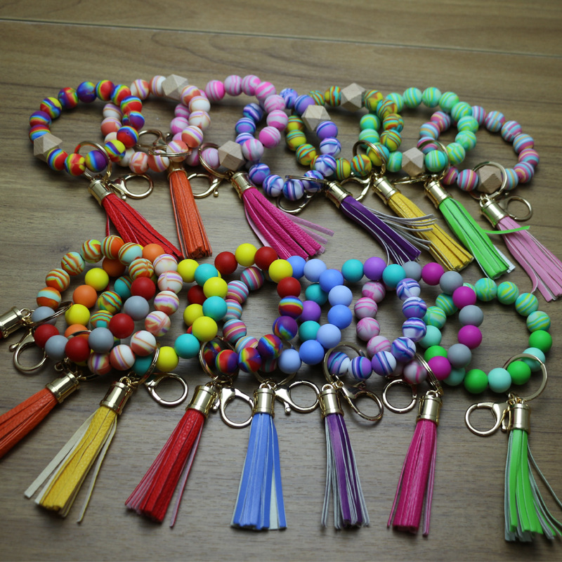 Beaded Design Fashion Style Fashion Tassel Silica Gel Beaded Women's Bag Pendant Keychain