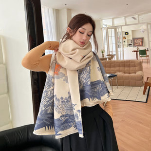 Autumn and winter New Style National style a look at Jiangnan cashmere jacquard scarf retro high sense shawl thickened warm scarf