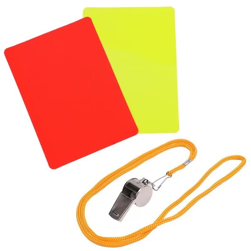 Tarjeta Roja y Amarilla para Árbitro de Fútbol de PVC con Estuche y Lápiz