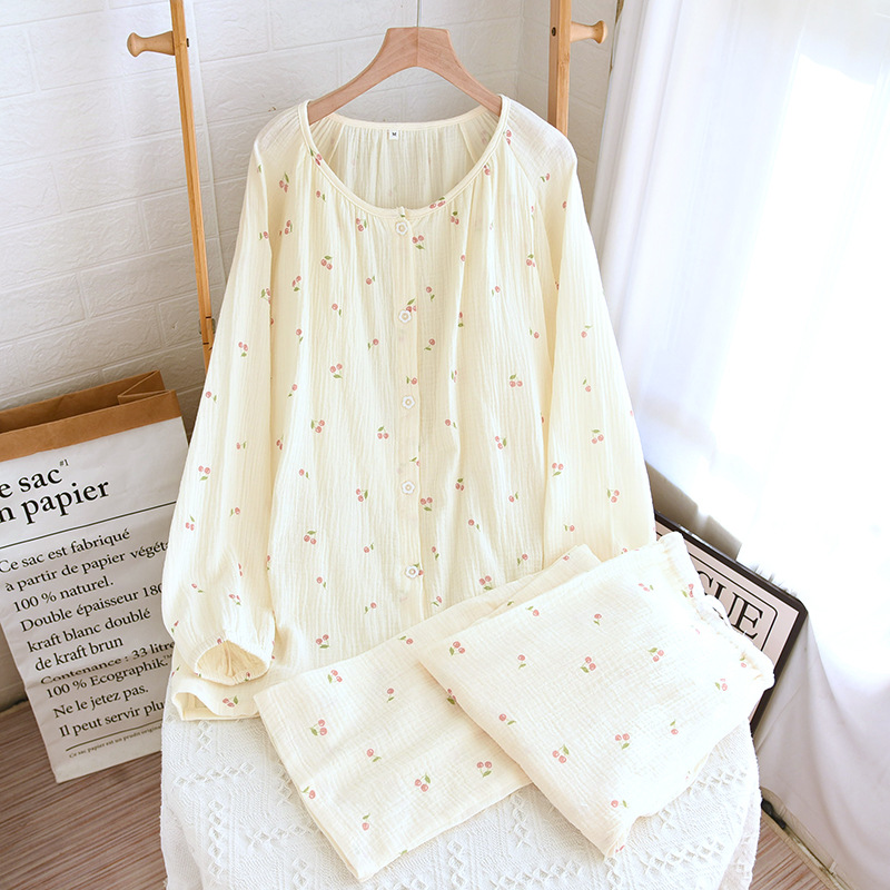 ZHY 크레이프 래글런 슬리브 감금 의류 - 베이지 체리