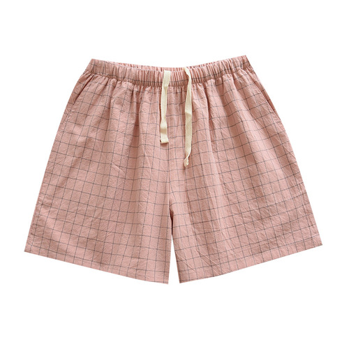 Summer thin cotton couple shorts men and women home pants simple loose three-quarter sleep pants square pants direct from factory supply