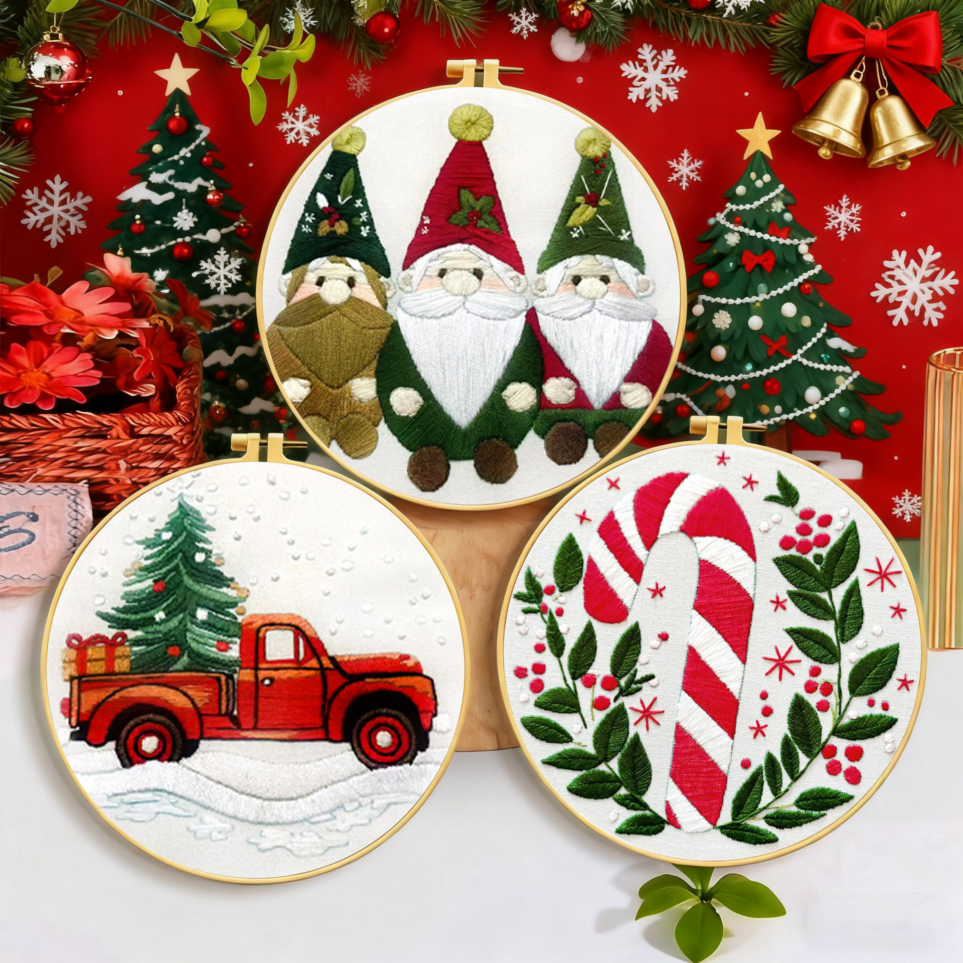 Navidad transfronteriza nuevos productos bordados DIY material de tela artesanal paquete de colgante fábrica de decoración del hogar en stock