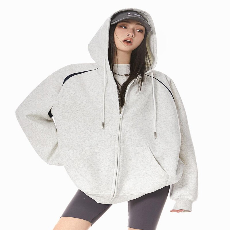 American Retro Heavy Dalian Hat Sweater Cardigan Women's Spring and Autumn 2024 New Loose All-match Casual Color Matching Jacket