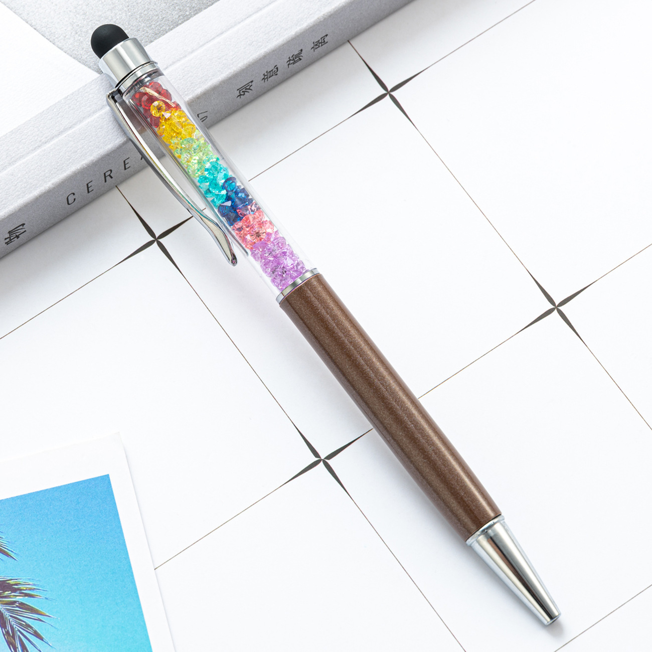 Corea del Sur creativo nuevo arco iris negro lápiz táctil lápiz táctil con pantalla de capacitancia para teléfonos móviles escritos a mano en stock