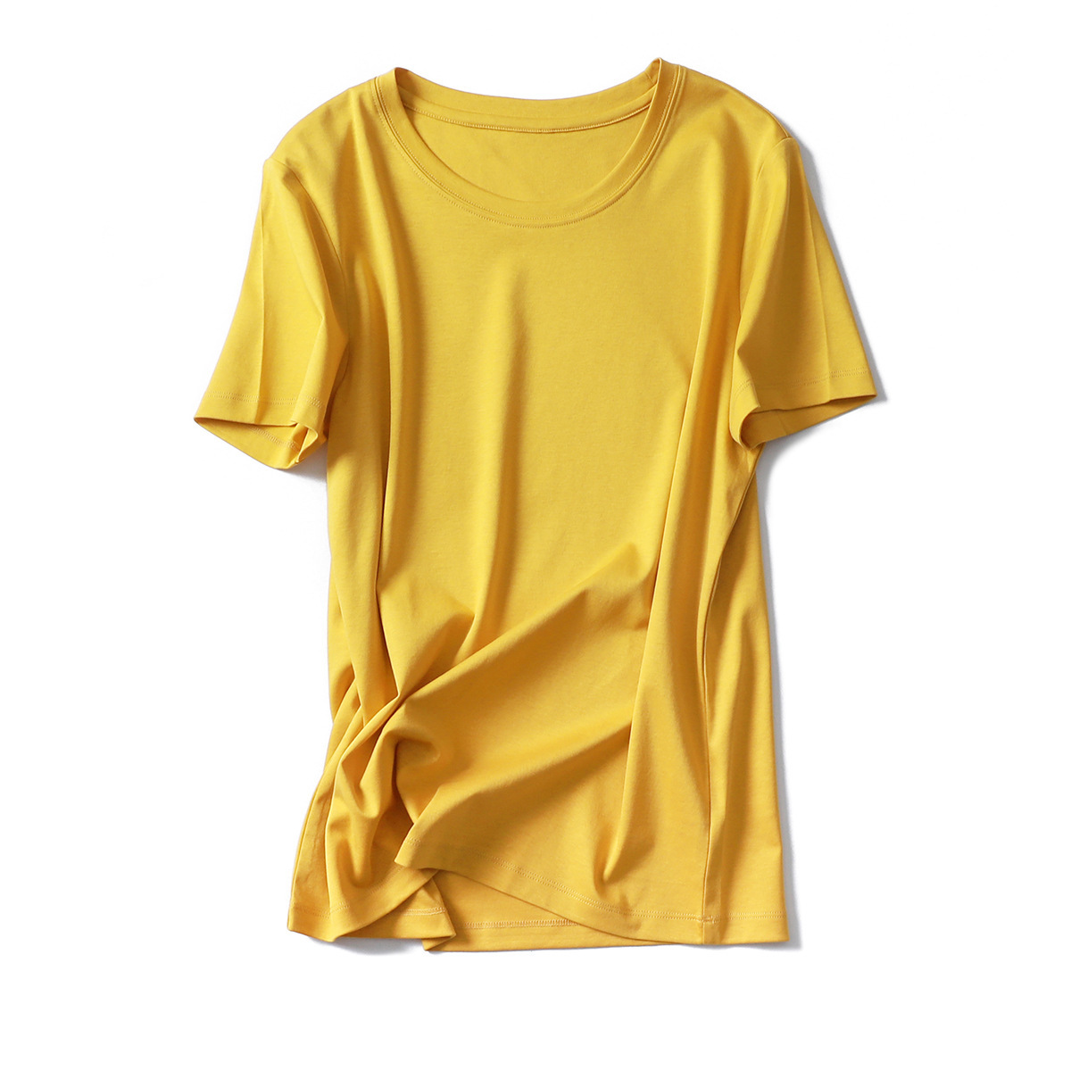 メーカースポット2024夏80本両面シルク綿tシャツ女園vネック半袖純色綿半袖tシャツ