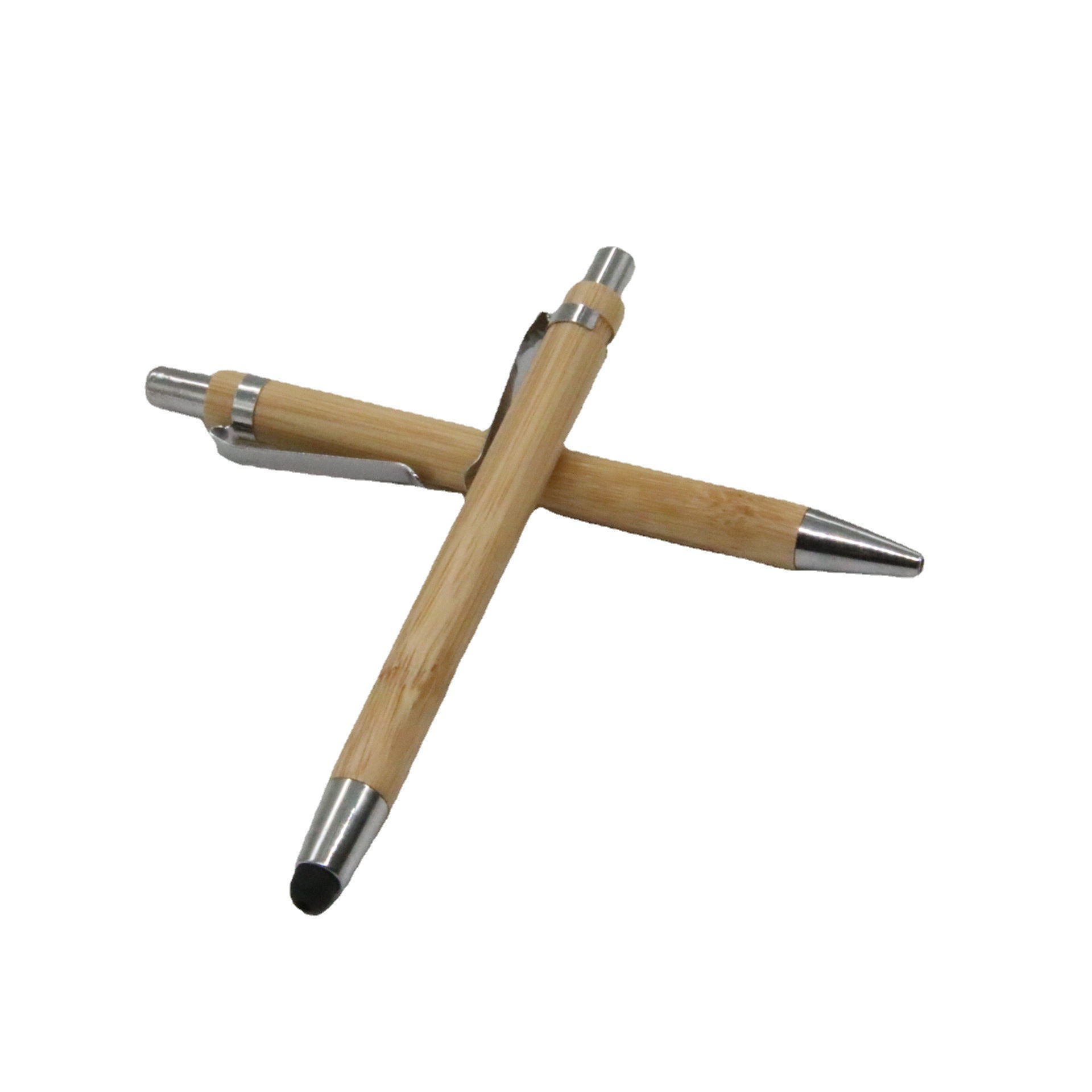 Bambú bolígrafo cartón traje prensa táctil pluma regalo en stock papelería Amazon Venta caliente