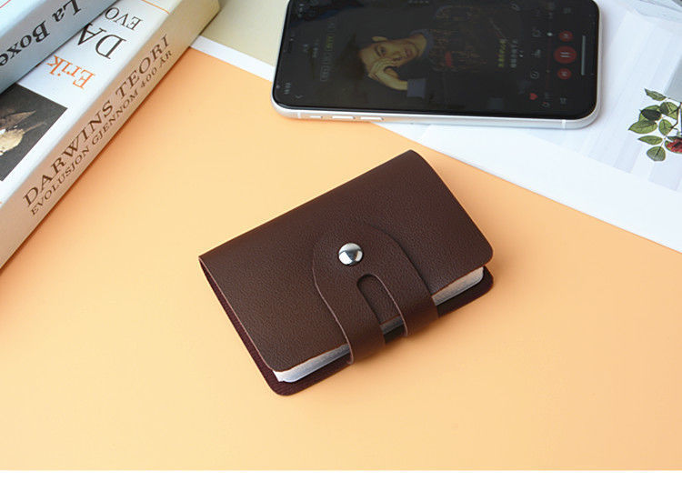 Daily Occasion Unisex Solid Color Pu Leather Hidden Buckle Card Holders