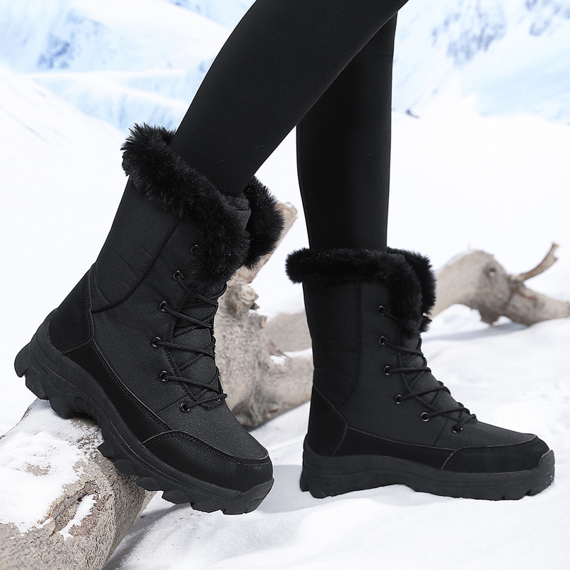 Shoe Factory Wholesale New Winter High-Top Non-Slip Plus Velvet Women's Boots High Boots Women's Snow Boots Fashionable Warm Boots
