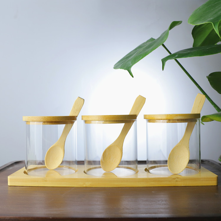 Cocina de almacenamiento vidrio con alto contenido de borosilicato, esencia de pollo, tanque de condimento de sal MSG, tanque de condimento de vidrio transparente para el hogar