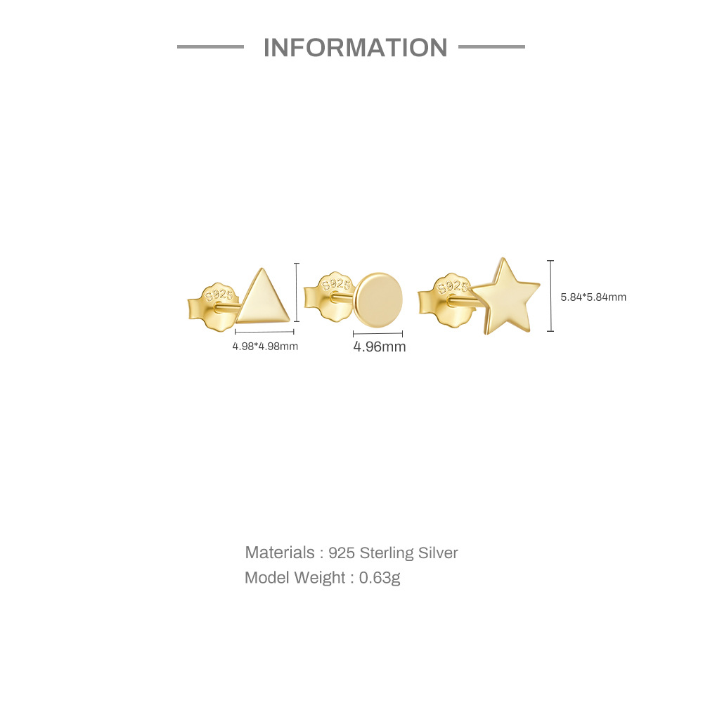 3g Weight Ear Studs Classification 1 Set Quantity Daily Occasion 925 Sterling Silver Material Star, Butterfly Pattern Women's Gender Plating Design Simple Style Style 1 Set 925 Sterling Silver Star Butterfly Ear Studs 1