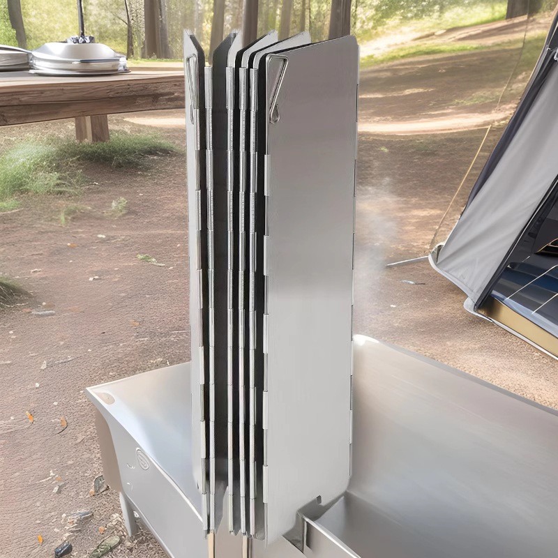 户外铝合金挡风板带插销露营便携可折叠炉头炉具卡式炉防风罩