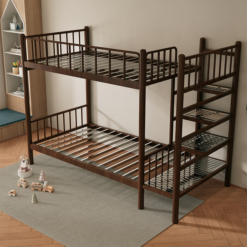 Walnut color stainless steel bed frame + 13 beams