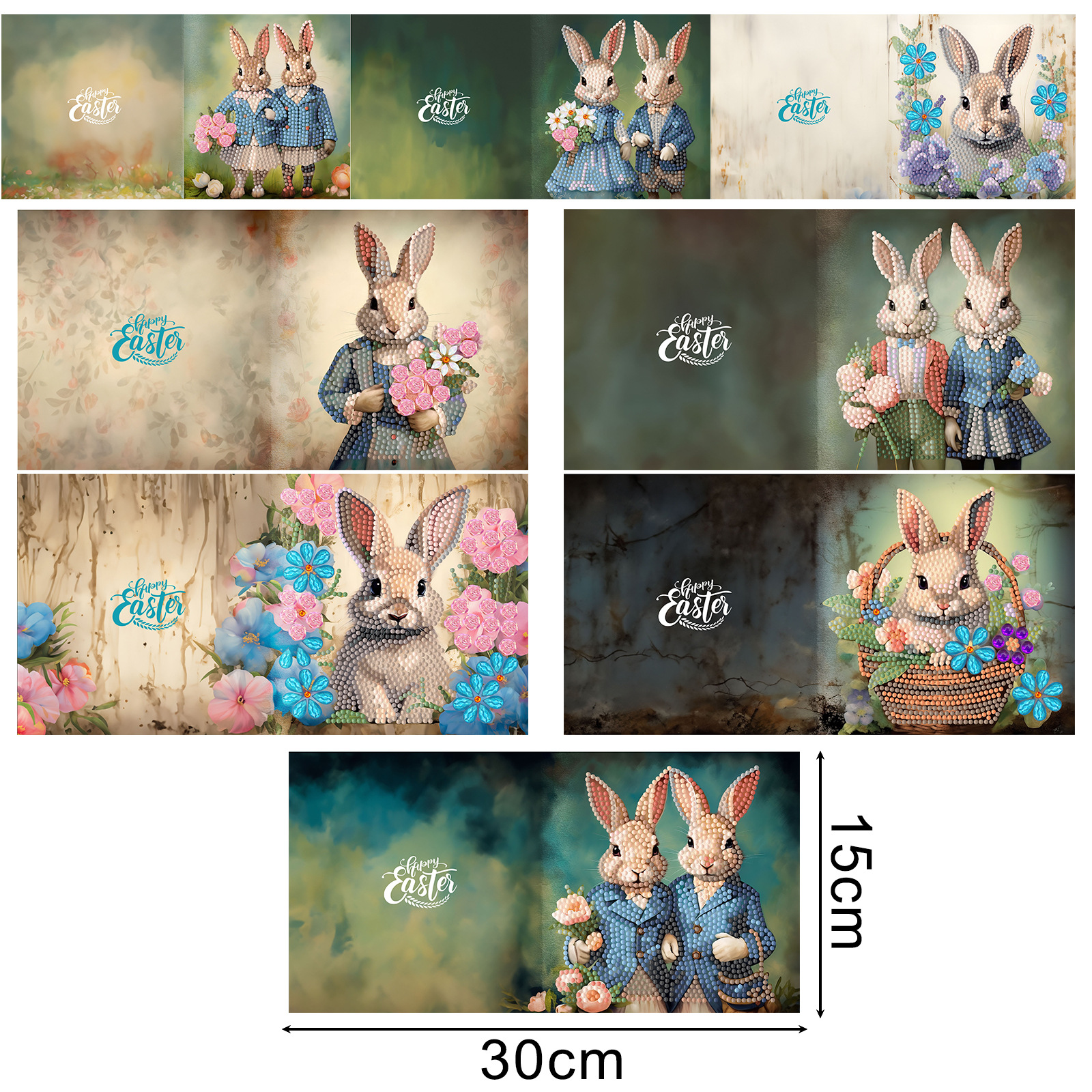 Productos periféricos para pintura de diamantes transfronterizos, tarjetas de felicitación DIY hechas a mano, pegatinas de diamantes navideñas, manualidades exclusivas con diamantes de imitación con temática de dibujos animados, disponibles para venta al por mayor.