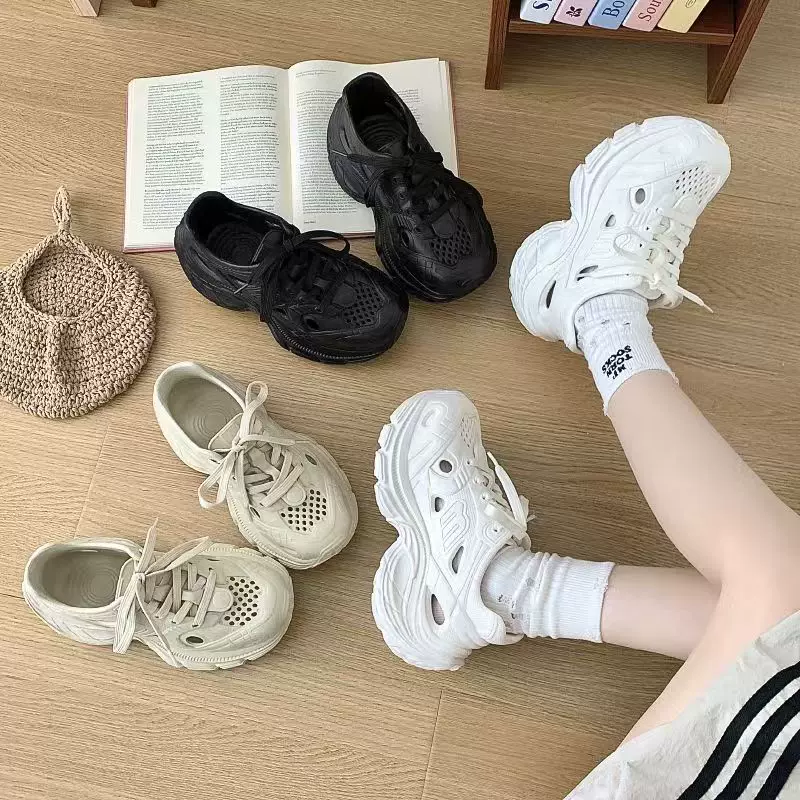 现货EVA洞洞鞋女外穿夏季2025新款沙滩增高厚底老爹凉鞋女款透气