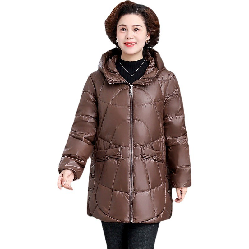 Зимний пуховик для мамы с хлопковой подкладкой средней длины, для среднего и пожилого возраста, осенне-зимняя куртка с хлопковой подкладкой, женские большие размеры, 50-летняя куртка с хлопковой подкладкой в западном стиле