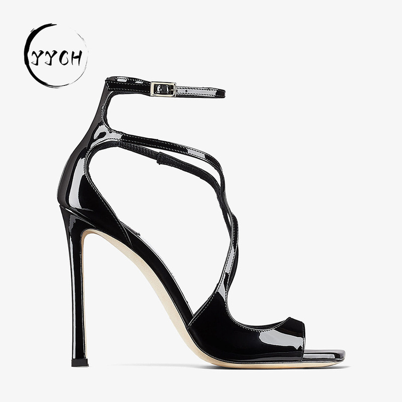 Cross-Border European and American Fashion Sandals, Cross-Strap Square-Toe Stiletto Heels for Women, Aliexpress Runway Style Sandals
