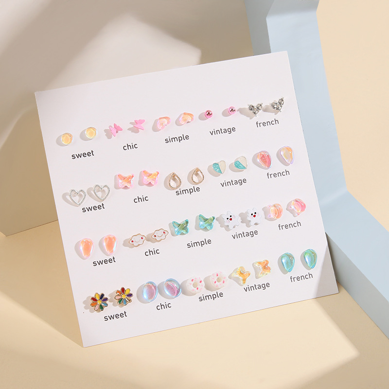 Fashion Sweet Animal Heart Shape Flower Alloy Plating Butterfly Womenu0027S Ear Studs 1 Set