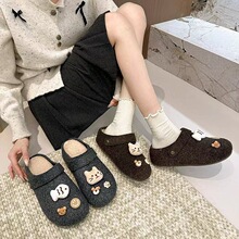 可爱卡通加绒保暖勃肯棉拖鞋厚底两穿毛毛拖鞋女外穿2026夏季新款