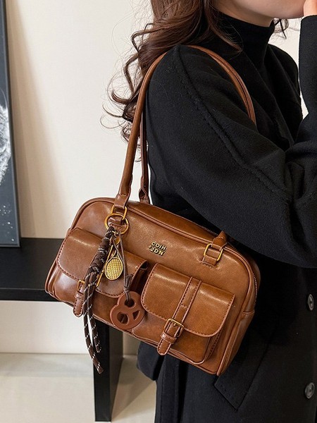 Retro demi-season one-shoulder bag