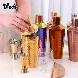 304不锈钢锤点摇酒杯 酒吧鸡尾酒调酒壶手摇雪克杯双头量杯调酒器