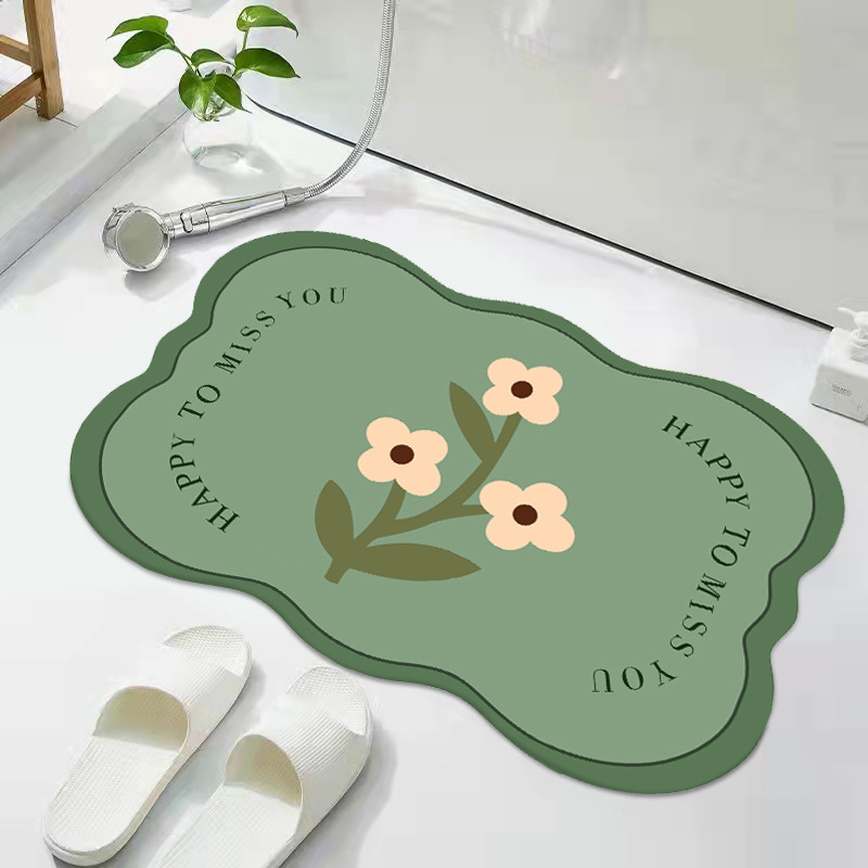Alfombra de piso de baño hogar absorbente antideslizante simple alfombra de piso de baño irregular lavado alfombra de baño al por mayor