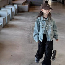 中大女童春秋款牛仔风衣外套女孩儿童装时髦秋季上衣服潮8岁9洋气