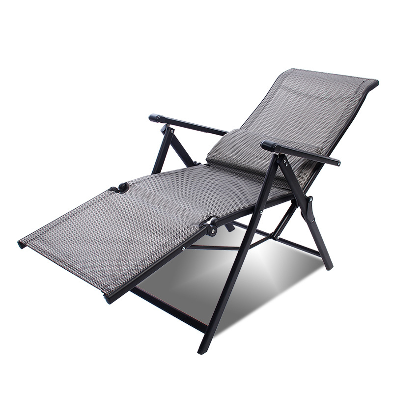 Silla plegable, balcón al aire libre, hogar para ancianos, cómoda silla plegable, oficina de sol, sillón reclinable negro con respaldo perezoso