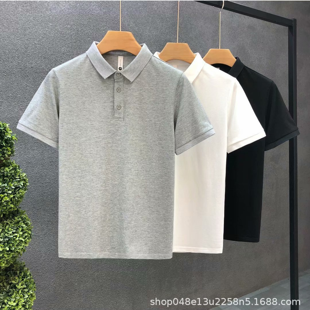 Summer New Polo Shirt Men's Pure Color Short-Sleeved Lapel Business T-Shirt Half-Sleeved Trendy Brand Breathable Quick-Drying Casual