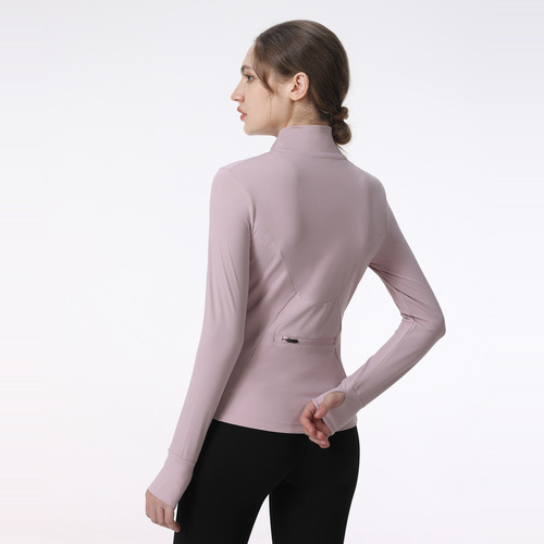 New autumn and winter stand-up collar sports coat for women, quick-drying yoga tops, running professional fitness clothes, tight long sleeves