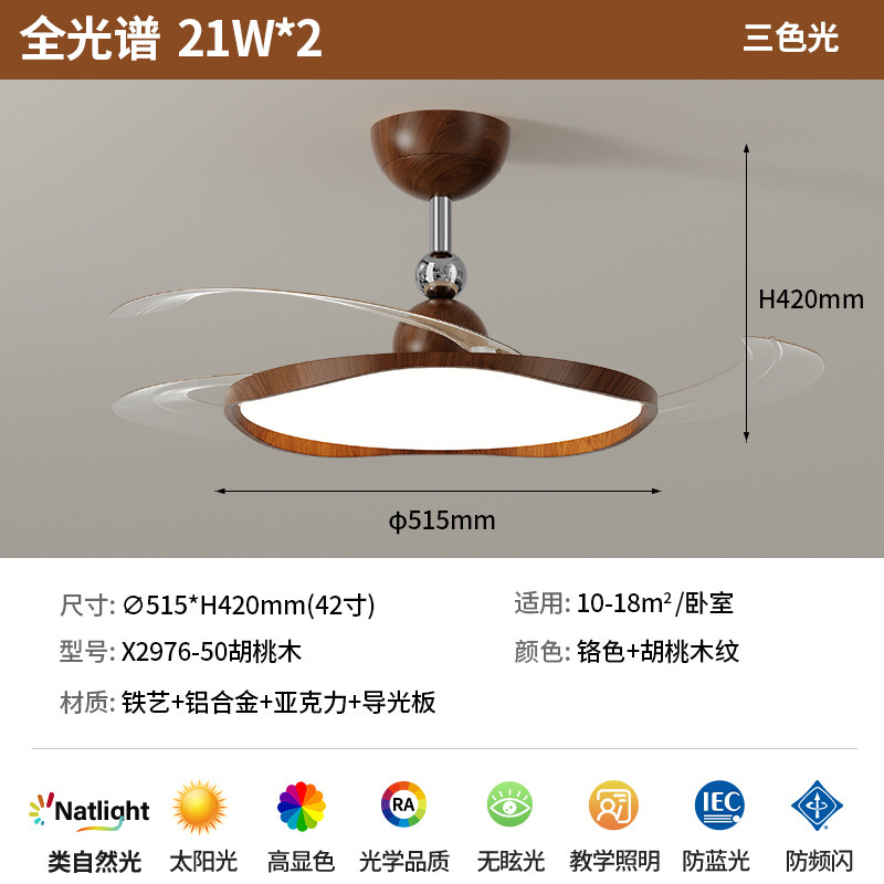 北欧隐形超薄风扇灯客厅吸顶灯餐厅卧室现代简约大气全光谱护眼灯|undefined
