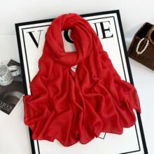 2025新款纯色仿棉麻纱巾仿珍珠雪纺长巾单色马来西亚女士头巾围巾