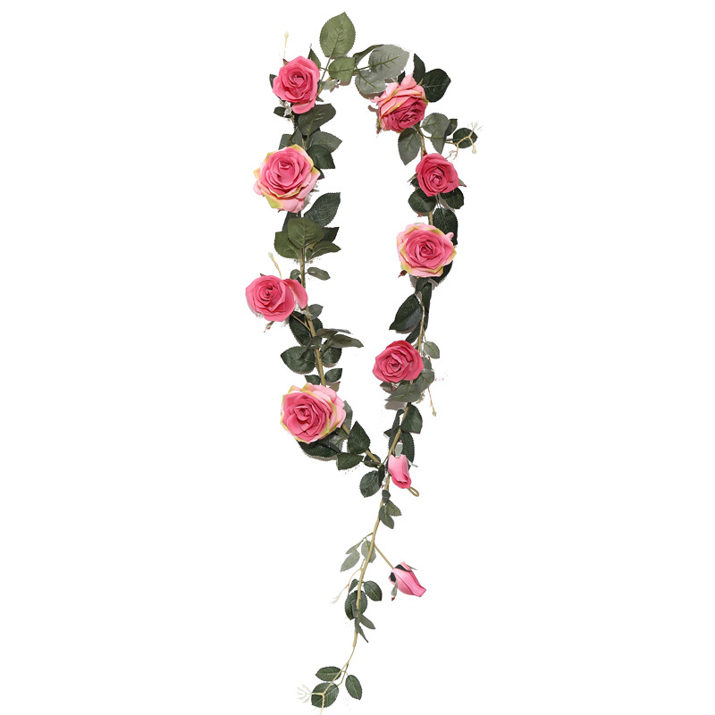 Venta al por mayor decoración de la boda flor artificial vid rosa boda rosa ratán flor artificial vid