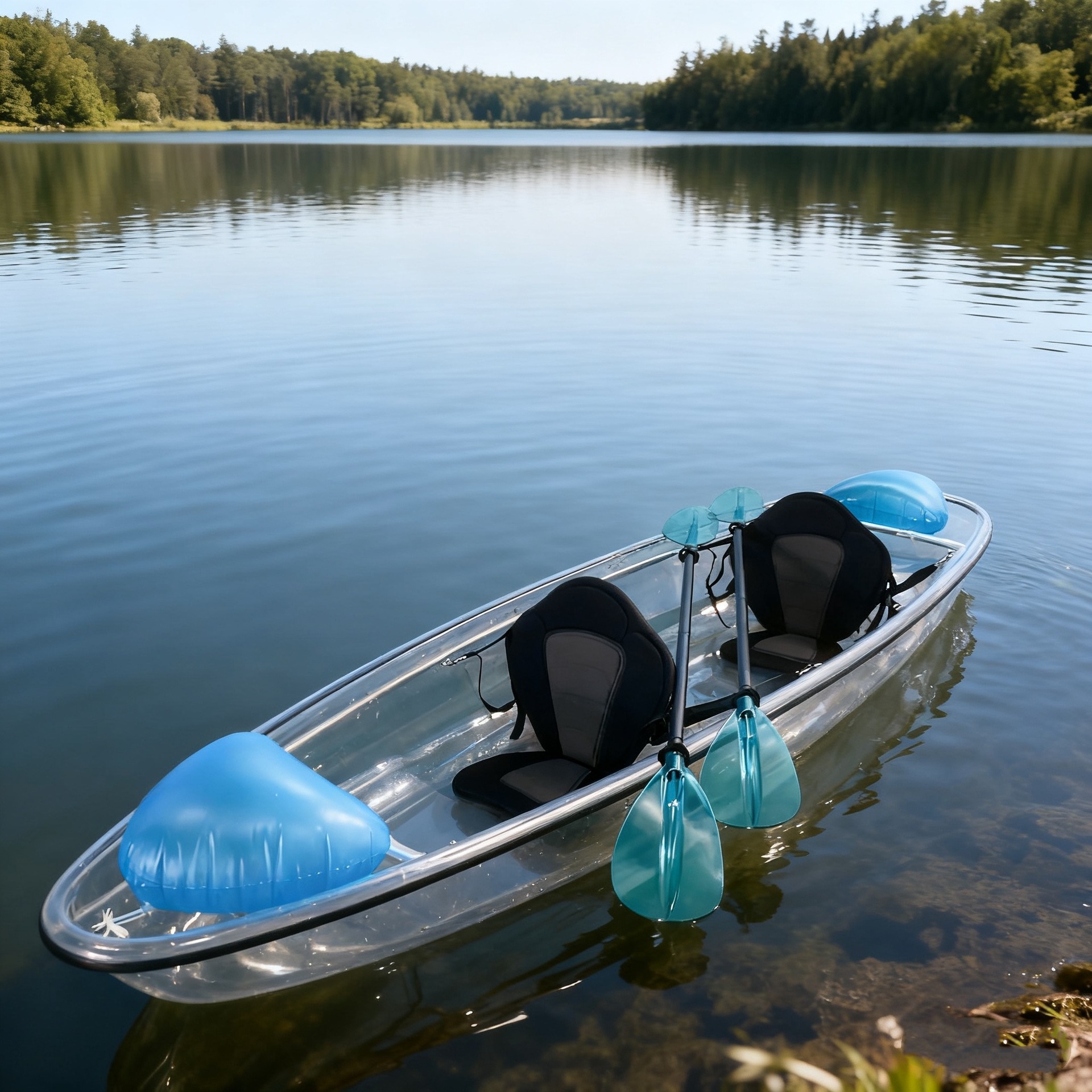 Barco transparente Wolang para dos personas, barco de cristal, barco de cristal famoso en internet, piscina, lugar panorámico, barco transparente para tomar fotografías