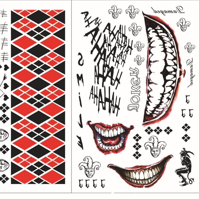 Halloween X Task Force Suicide Squad Tattoo Sticker Clown Woman Halle Quinn Clown Tattoo Sticker