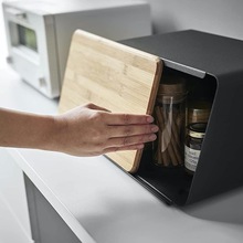 日本山崎方形金属面包箱竹木面包盒零食整理收杂物盒客厅收纳神器