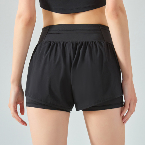 Summer New Color Blocking Two-Piece Yoga Shorts for Women Loose Non-Slip Three-Pocket Breathable Quick-Dry Sports Shorts