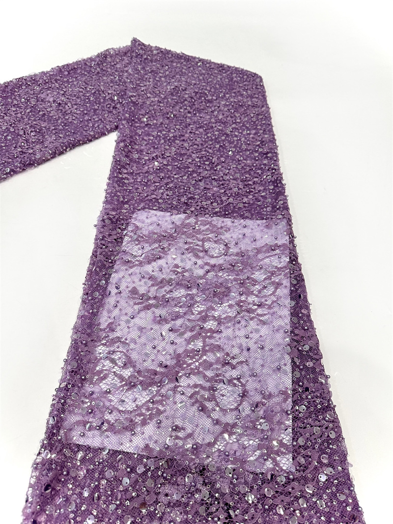 Tejido de bordado de encaje, tejido de bordado de cuentas, pequeño vestido de boda fresco, vestido de moda, tela