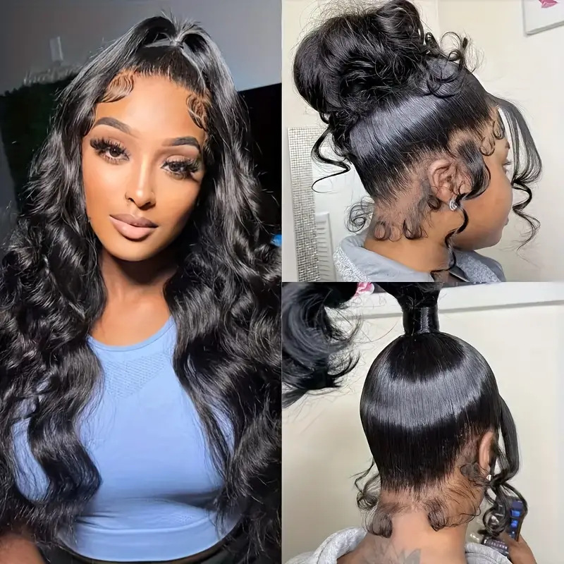 12A frontal lace wig frontal lace pelucina de la mujer en el medio grande ondulado largo rollo esponjoso natural cubierta de cabeza completa