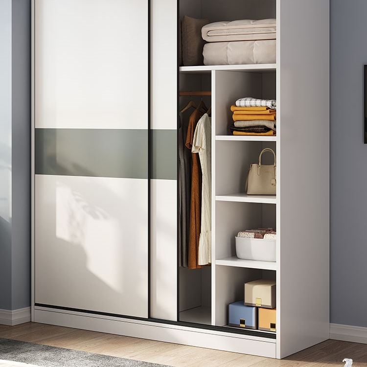 Wardrobe for Home Bedroom Small Apartment B&B Rental Cabinet Economical Wooden Children's Sliding Door Hanging Wardrobe