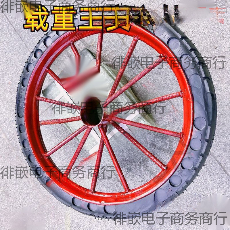 工地斗车实心轮胎子手推车两轮建筑全套加重工地斗车轮子实心轮胎